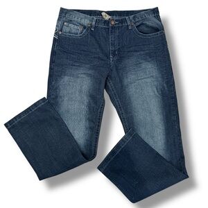 Brooklyn Xpress Men's Blue Jeans 36 X 34 (33)‎ Distressed Vtg Y2K Embroidered